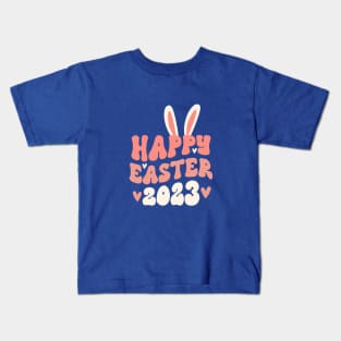 Happy Easter 2023 Bunny Ears Peach Kids T-Shirt